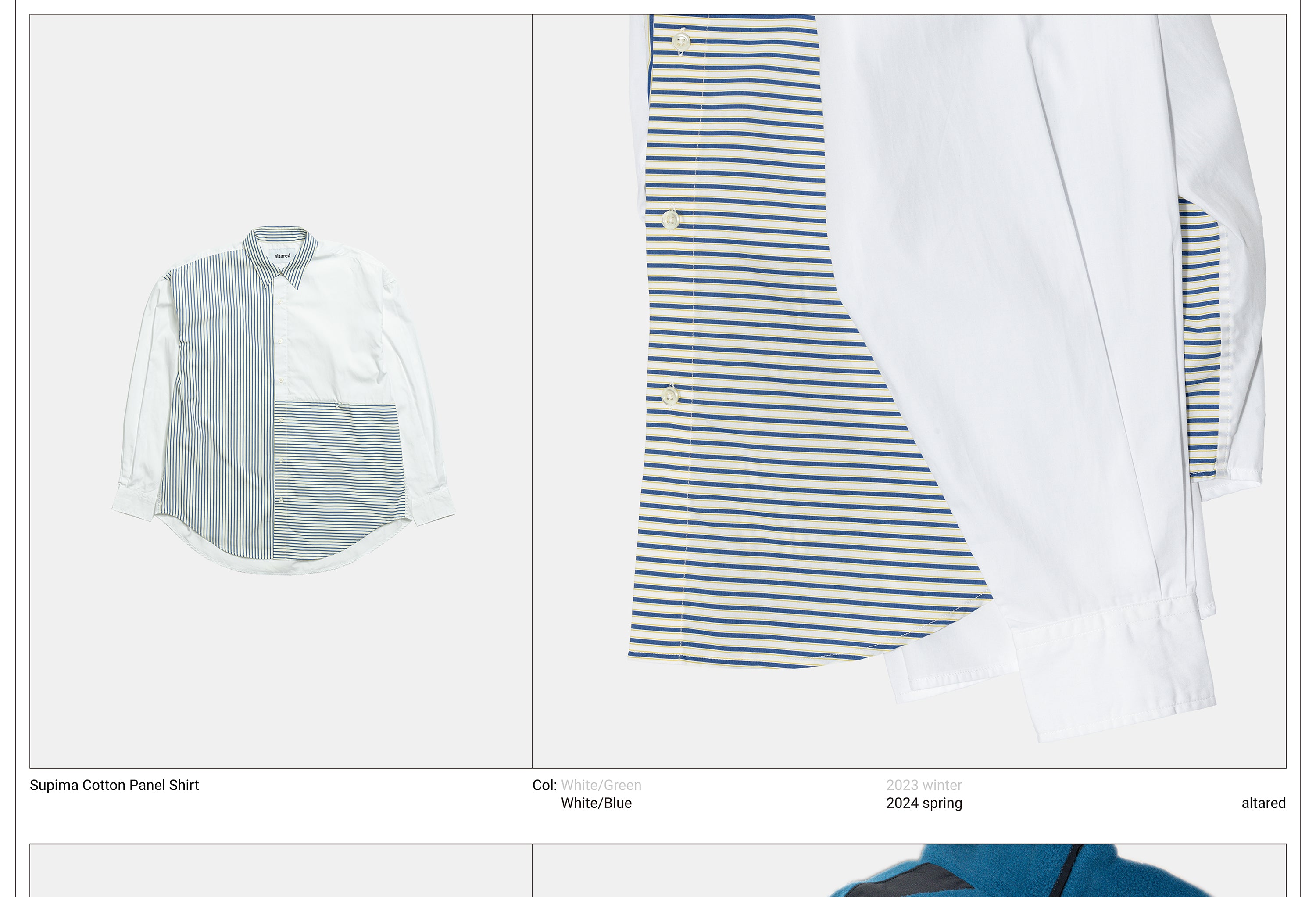 Supima Cotton Panel Shirt[WHITE×BLUE]