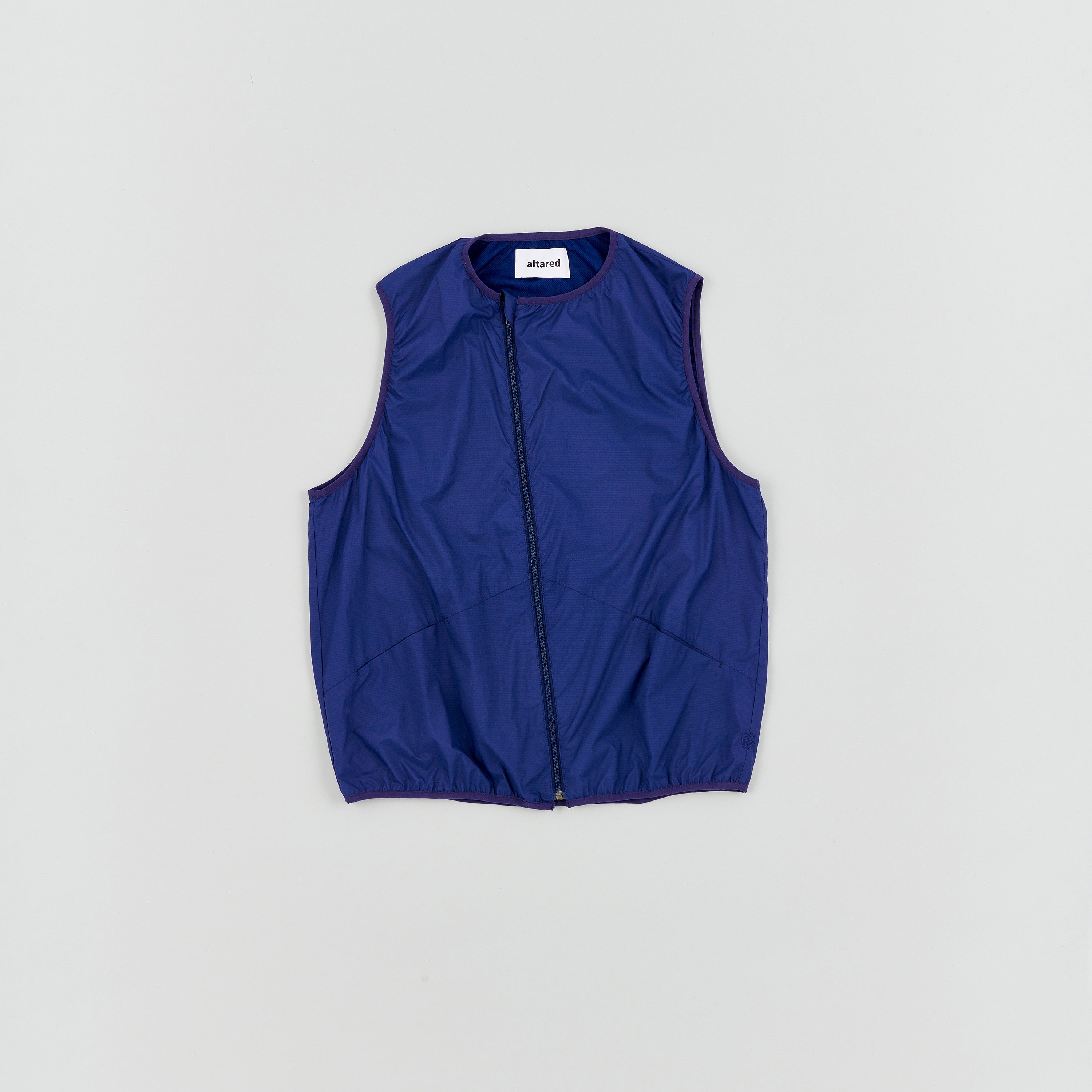 Nylon Waterproof Fabric Zipper Vest[Navy]