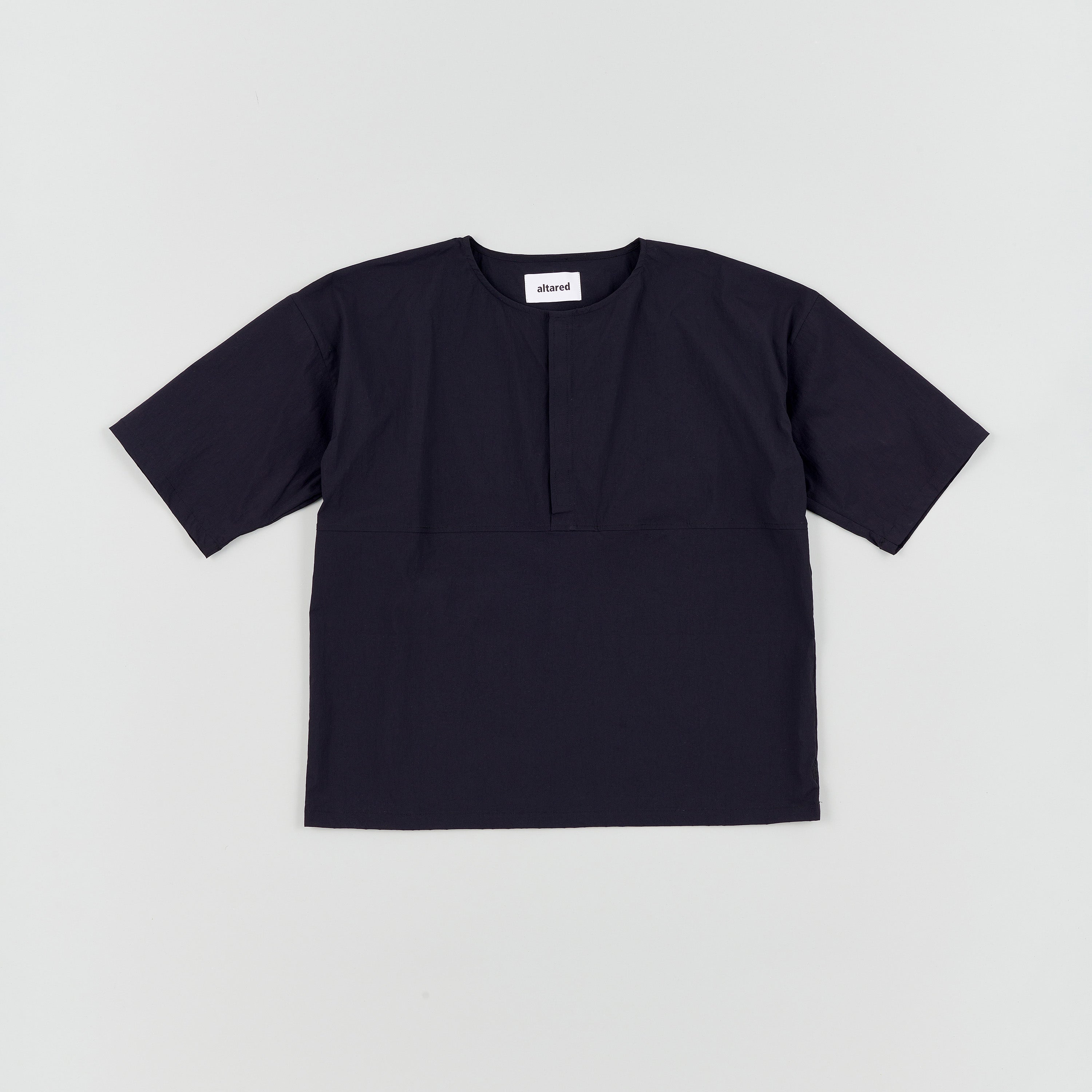 Nylon Velcro Henley Neck S/S T-Shirt[Black]