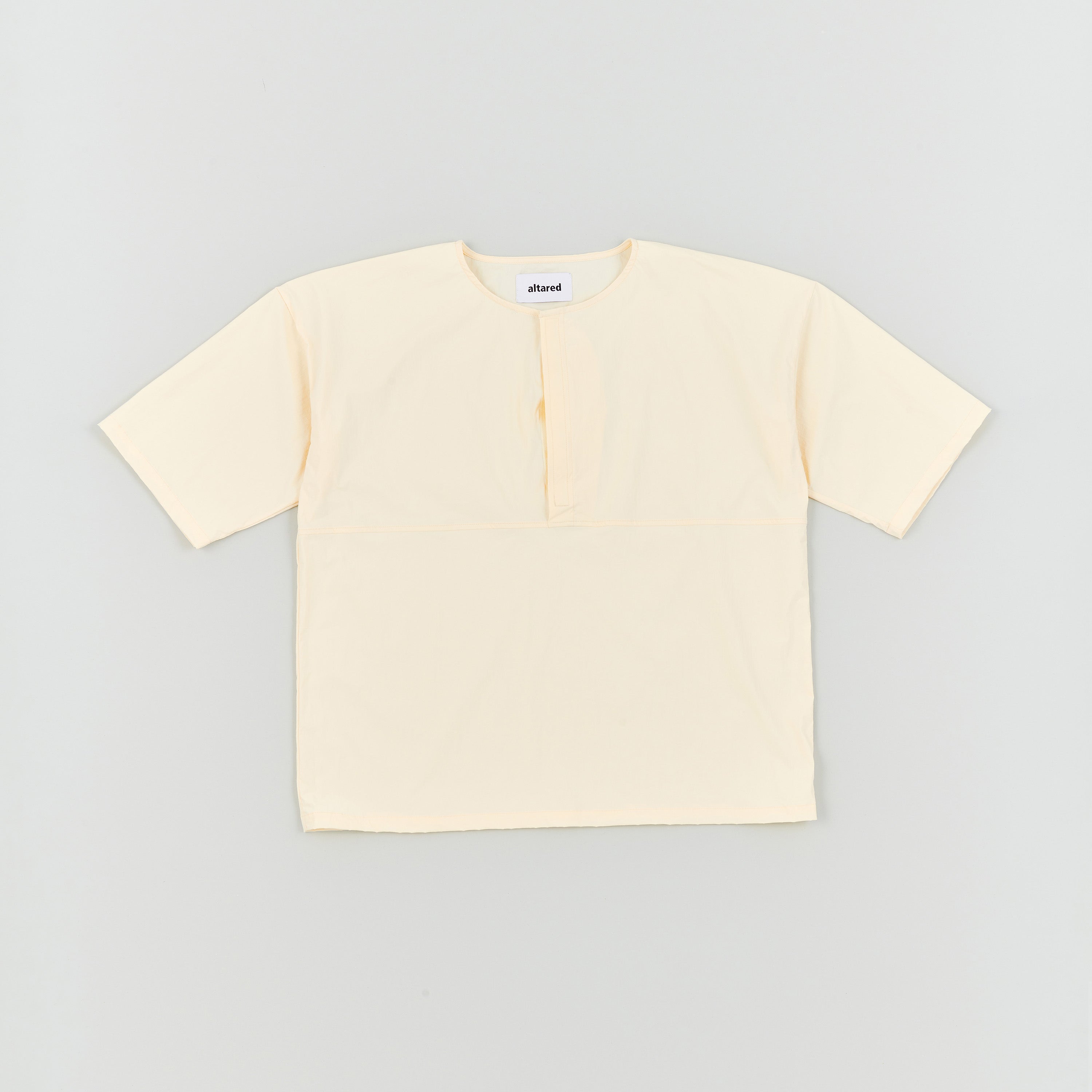 Nylon Velcro Henley Neck S/S T-Shirt[Ivory]