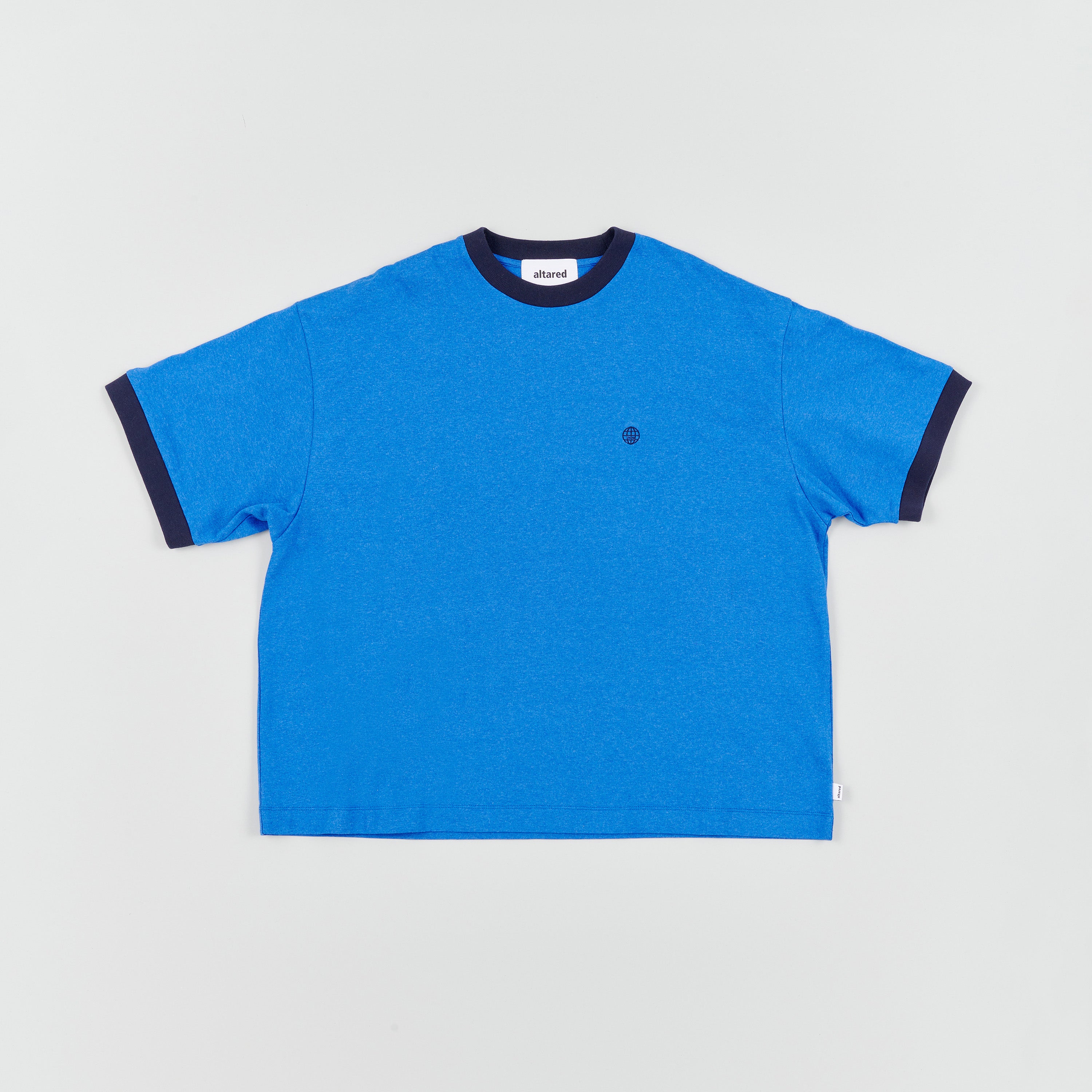 Open End Mix Single Jersey Ringer S/S T-Shirt[H.BLUE]