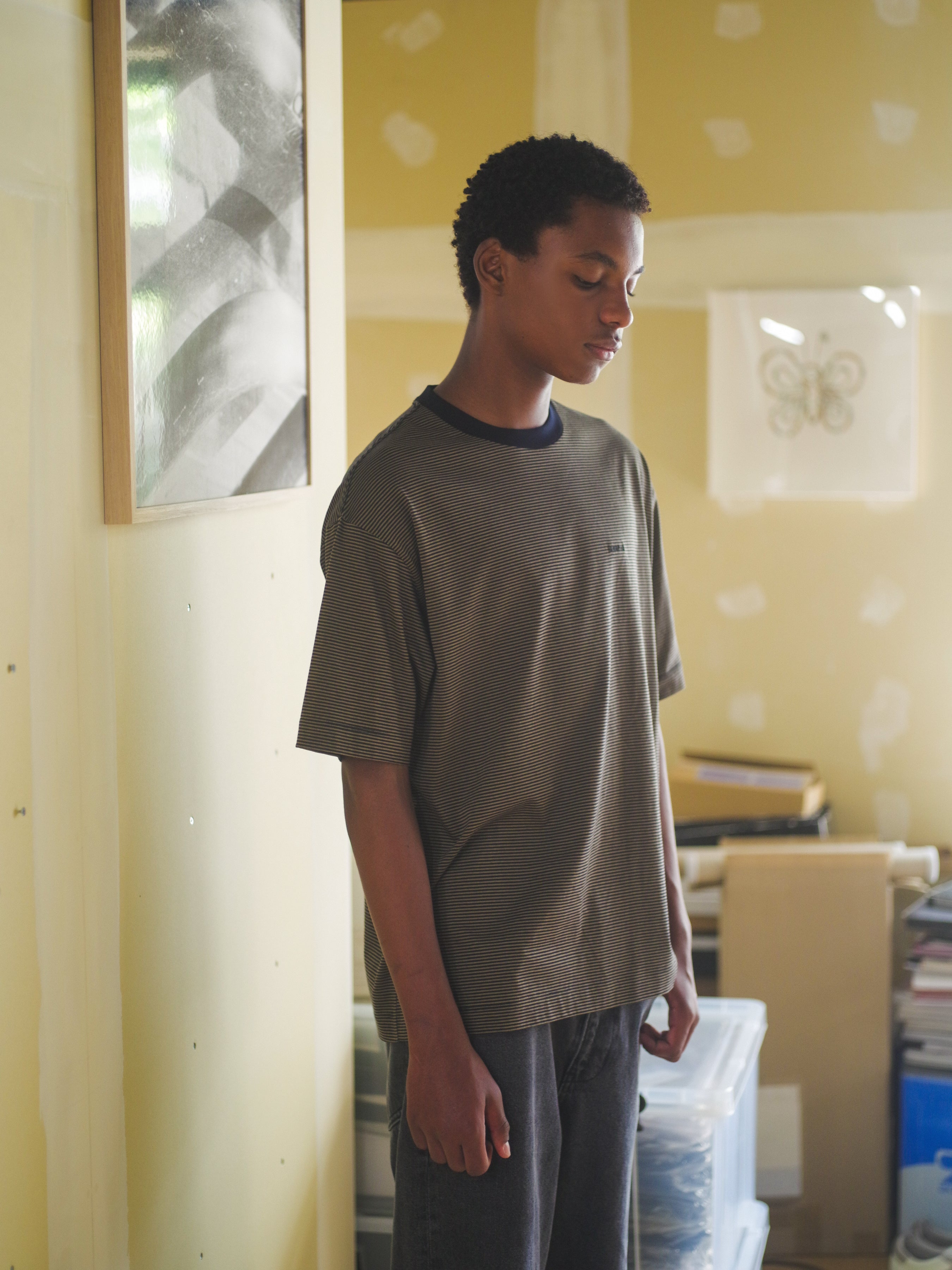 Border Basic Tee [KHAKI×D.NAVY]