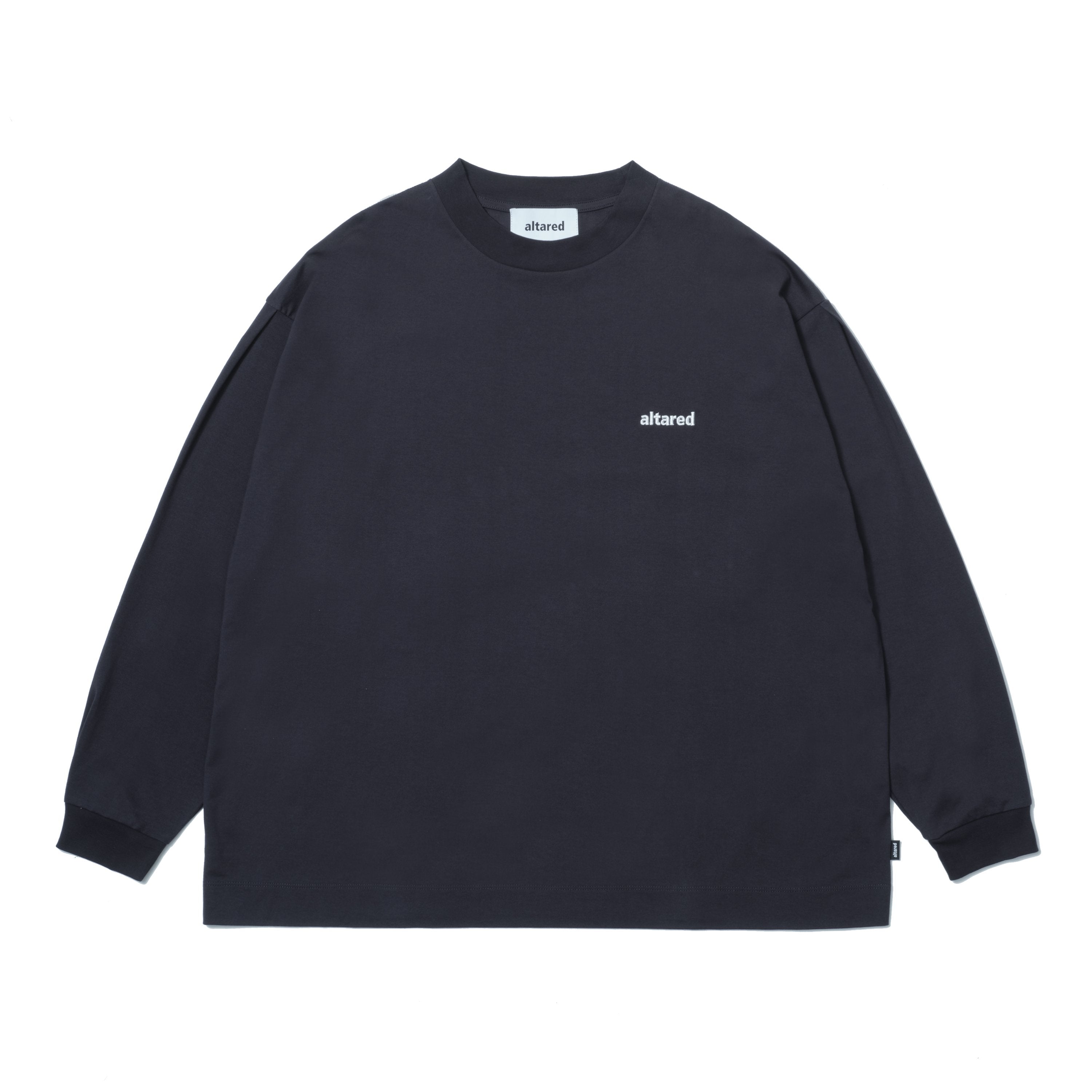 altared/Logo 3D Embroidery Organic Cotton Pleated Sleeve L/S T-Shirts[NAVY]