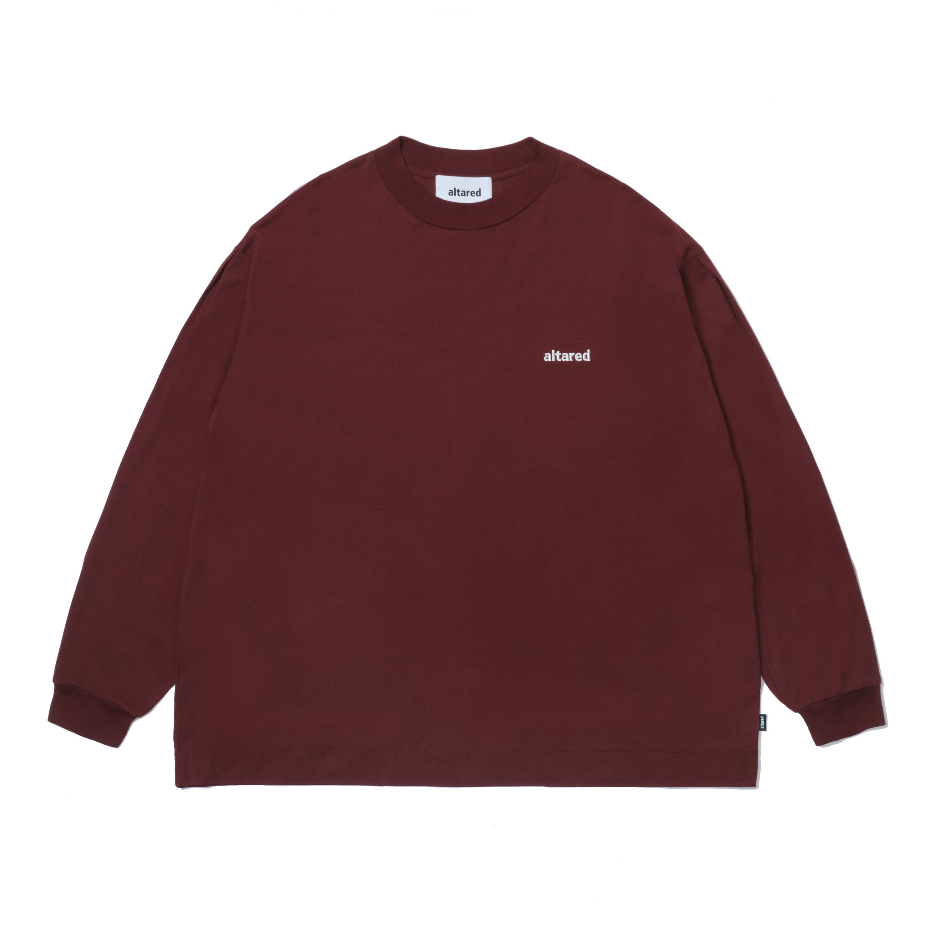 altared/Logo 3D Embroidery Organic Cotton Pleated Sleeve L/S T-Shirts[BURGUNDY]