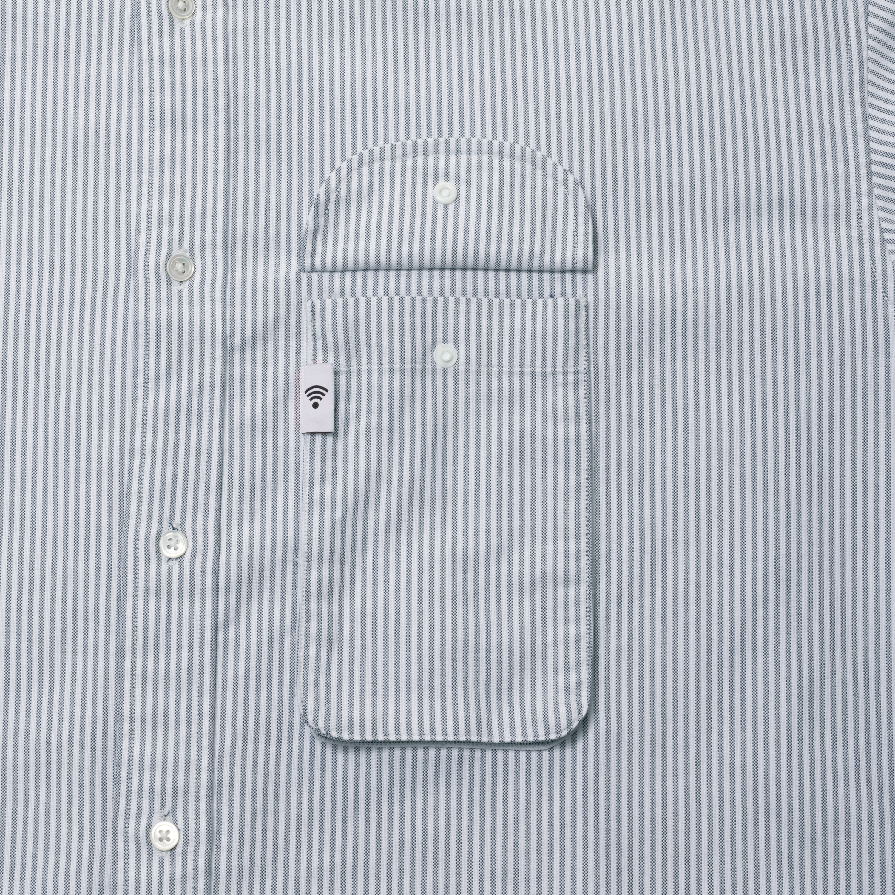 Cellphone Pocket Oxford Button Down Shirts[WHITE×BLACK]