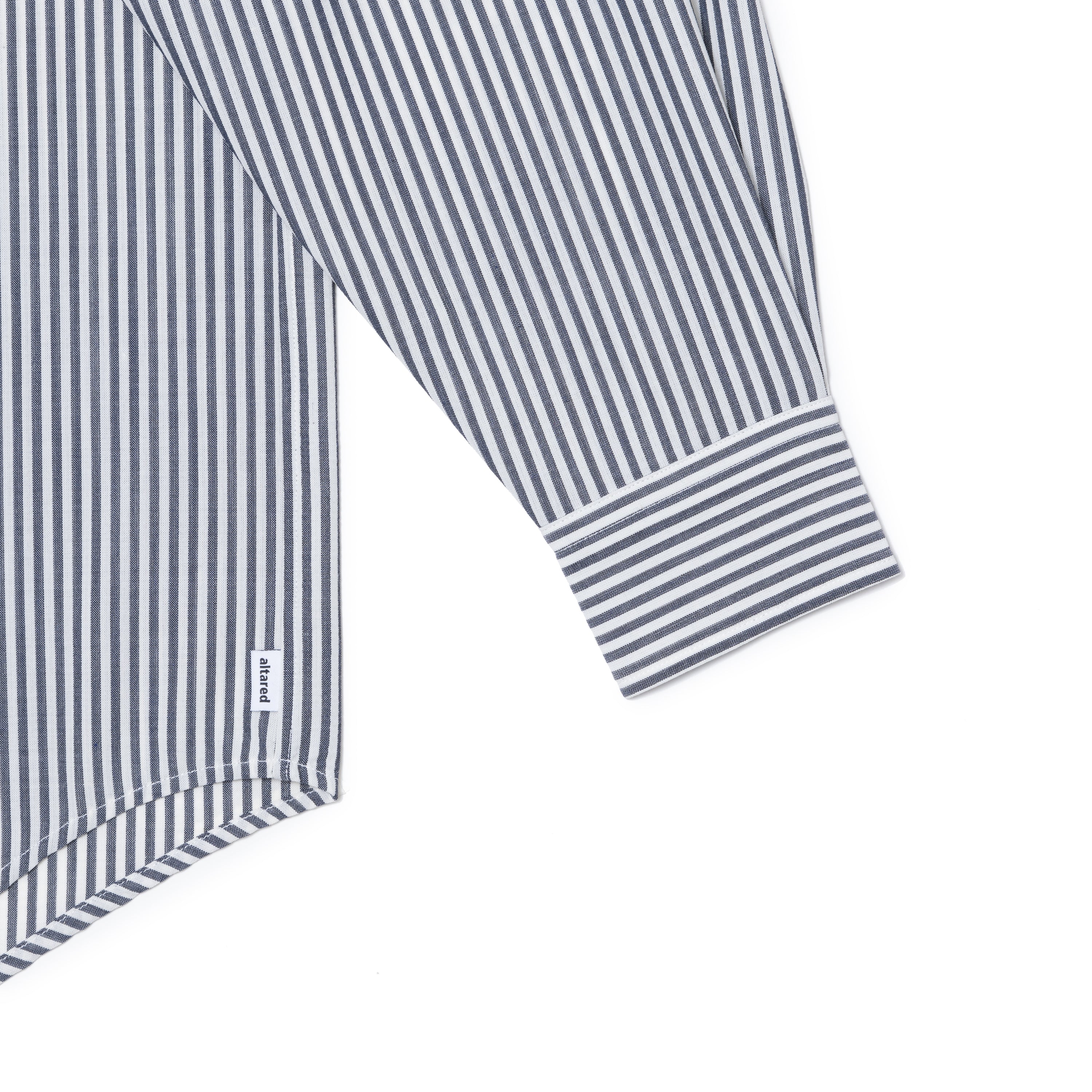 altared/Logo Embroidered Regular Collar Shirt[WHITE×NAVY STRIPE]