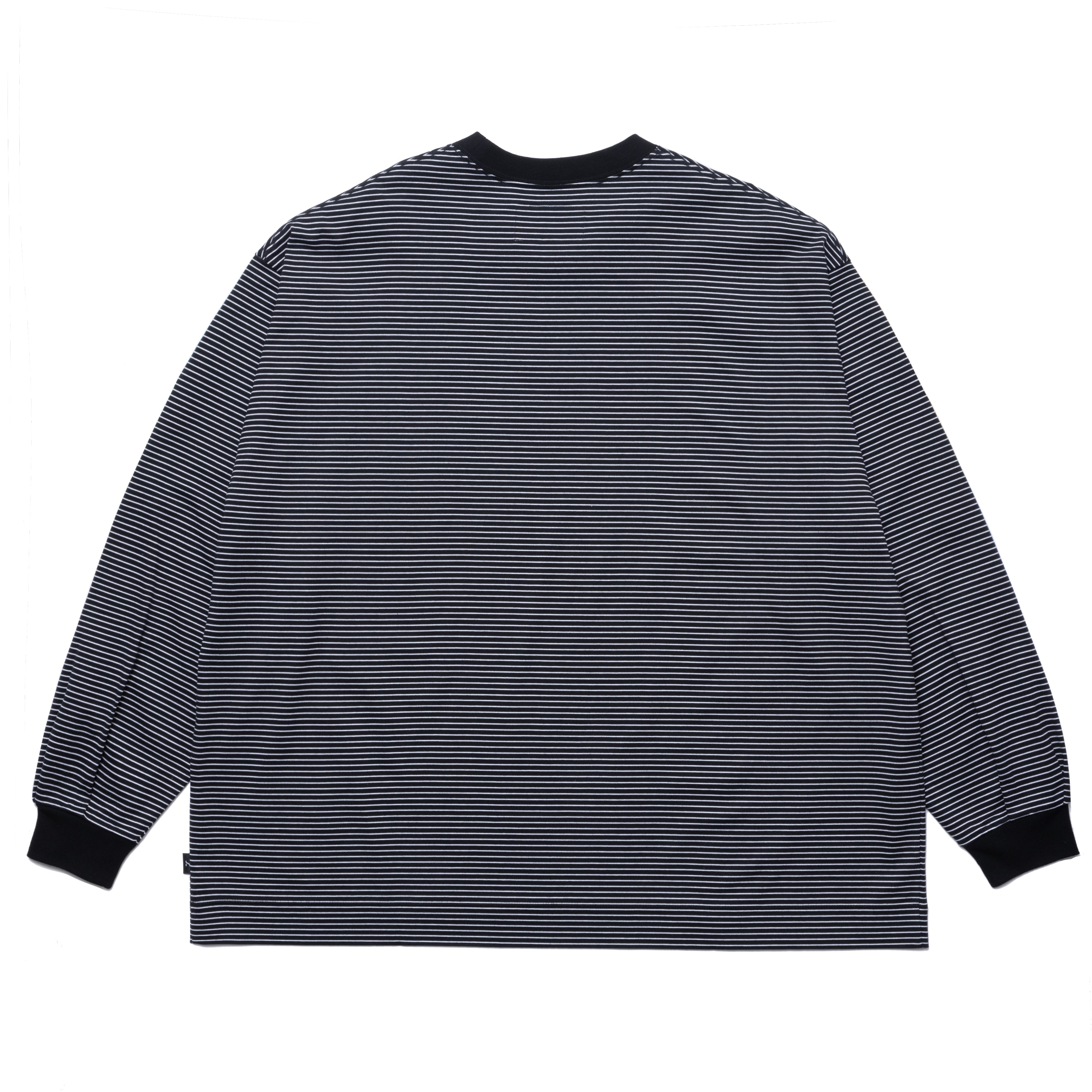 Big Border Pleated Sleeve L/S T-Shirts[BLACK×WHITE]