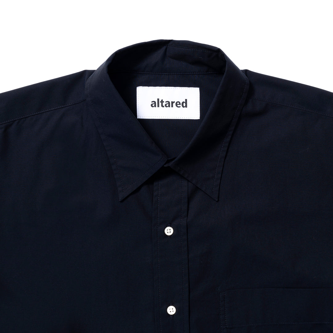 altared/Logo Embroidered Solid Organic Cotton Regular Collar Shirt[NAVY]