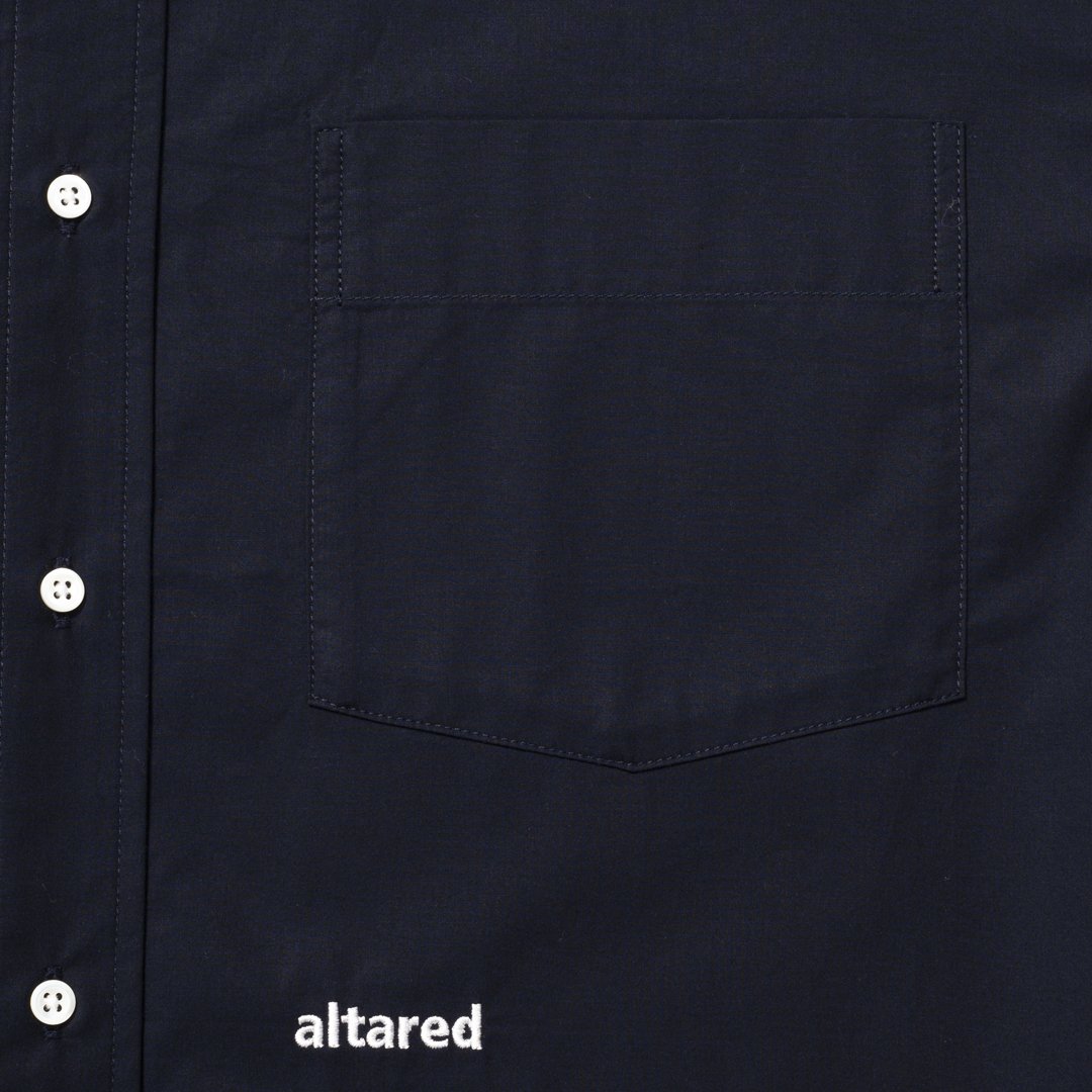 altared/Logo Embroidered Solid Organic Cotton Regular Collar Shirt[NAVY]