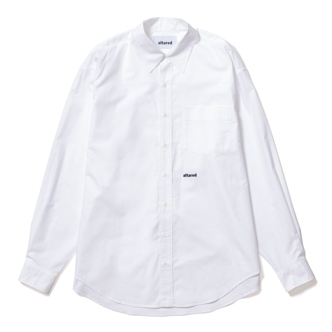 altared/Logo Embroidered Solid Organic Cotton Regular Collar Shirt[WHITE]