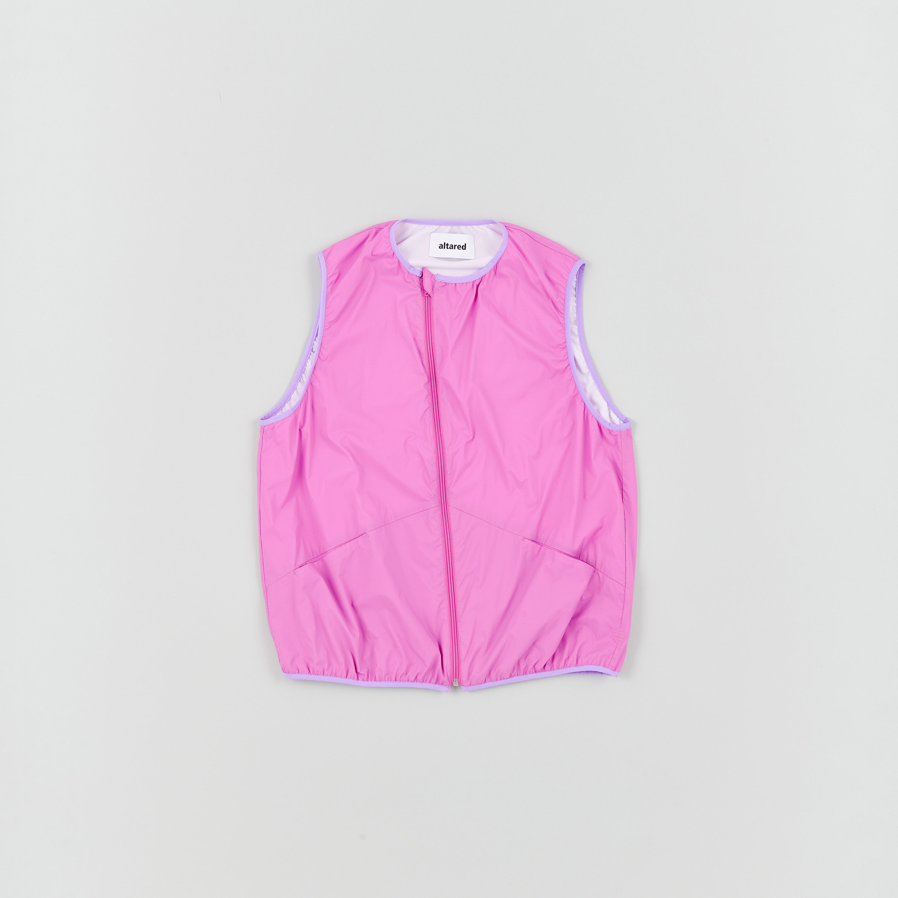 Nylon Waterproof Fabric Zipper Vest[Pink]